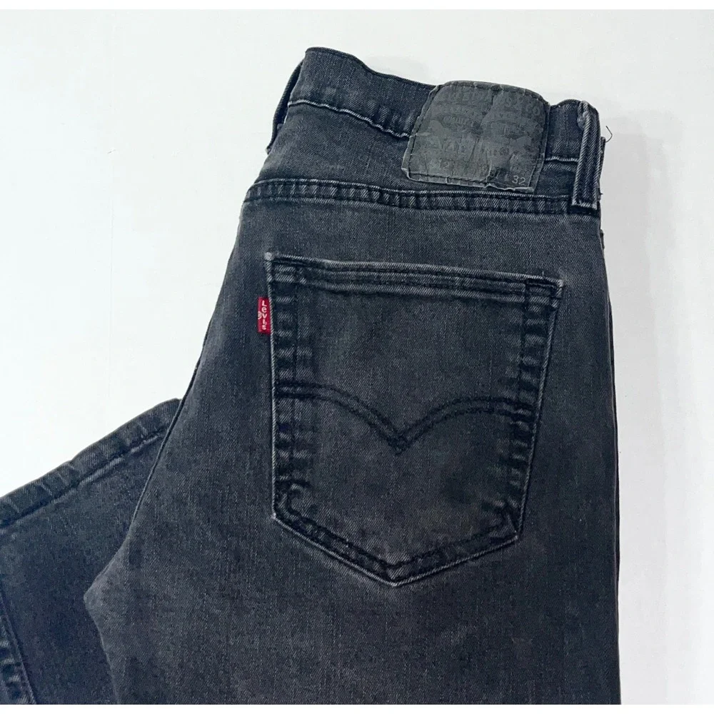 Levis 512 Jeans Mens 31x32 Washed Black Denim Slim Taper Fit Biker Punk Grunge